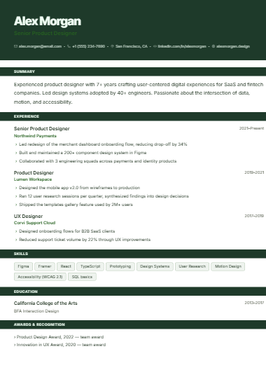 Sample tailored CV preview for Job 2