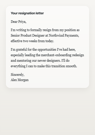 Resignation Letter